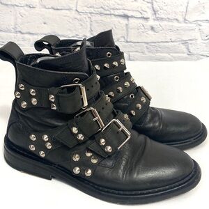 Zadig & Voltaire Laureen black leather studded boots 6